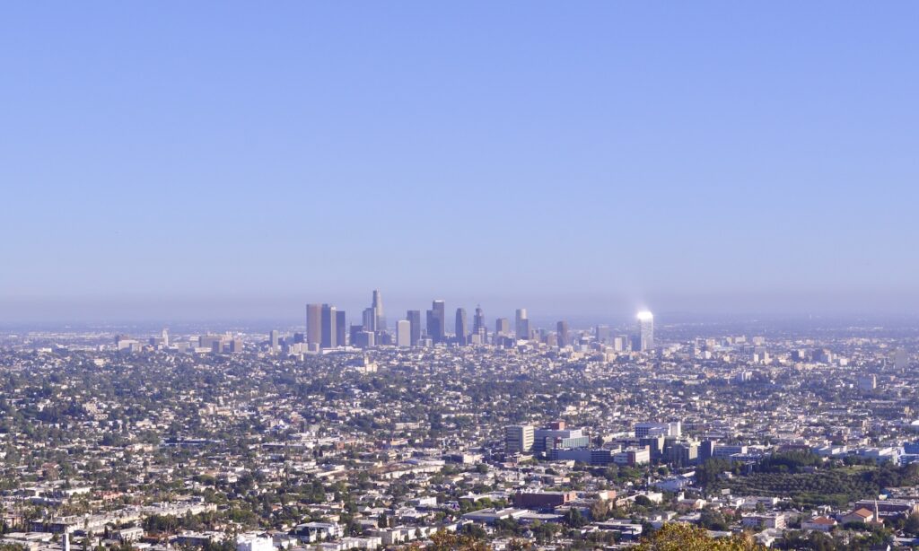 Panorâmica de Los Angeles com Downtown LA ao centro